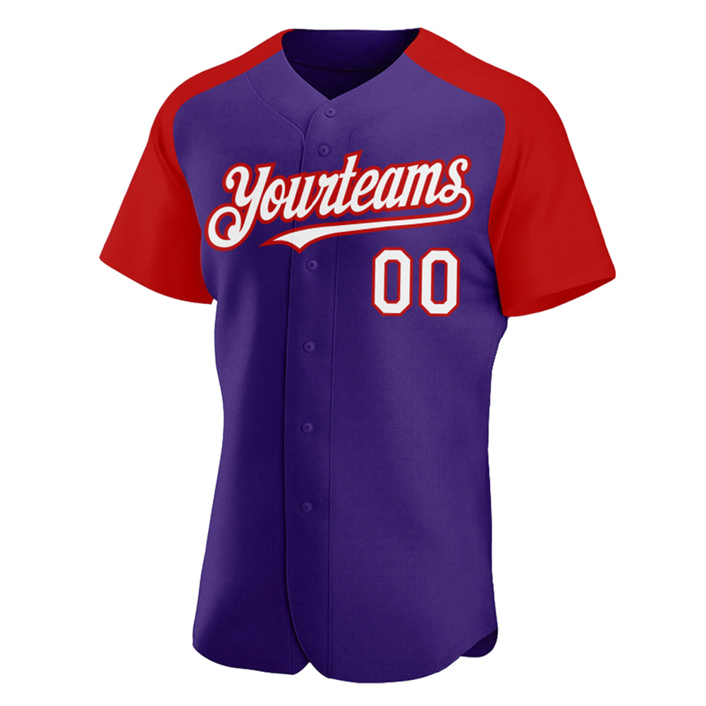 Custom Purple White-Red Authentic Raglan Sleeves Baseball Jersey Free  Shipping – Fiitg