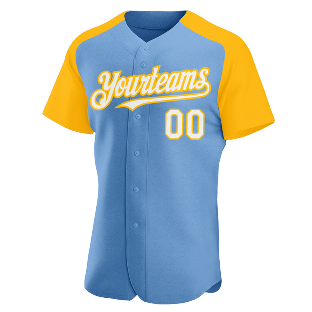 Custom Light Blue White-Navy Authentic Two Tone Baseball Jersey