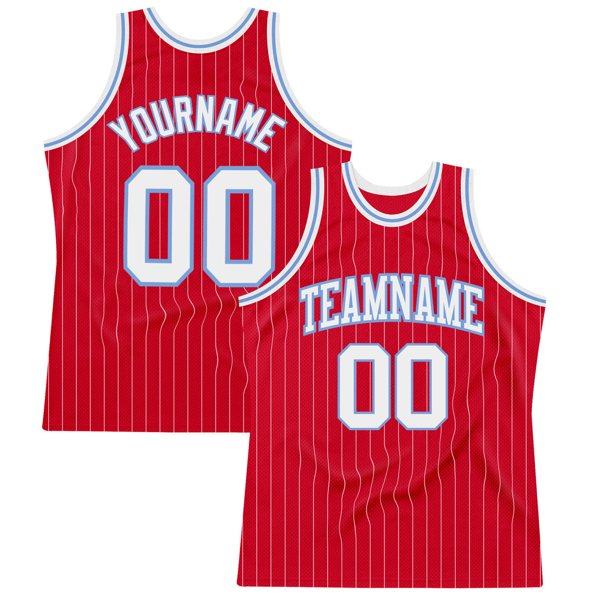 Custom Red White Pinstripe White-Light Blue Authentic Basketball Jersey  Fast Shipping – FiitgCustom