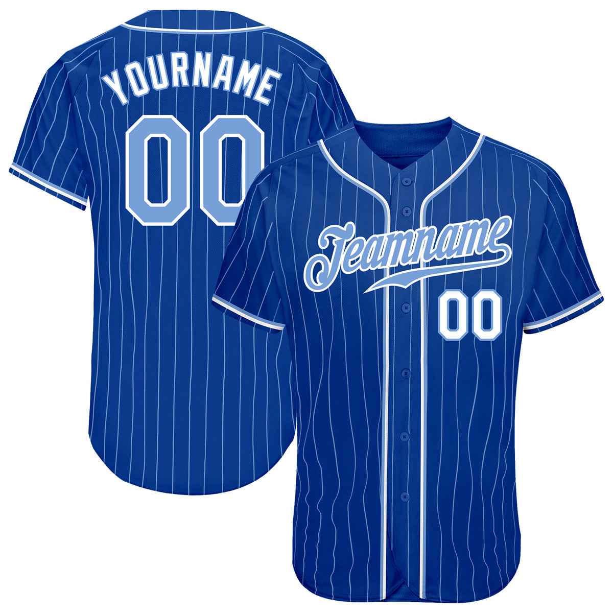 Custom Royal White-Light Blue Baseball Jersey