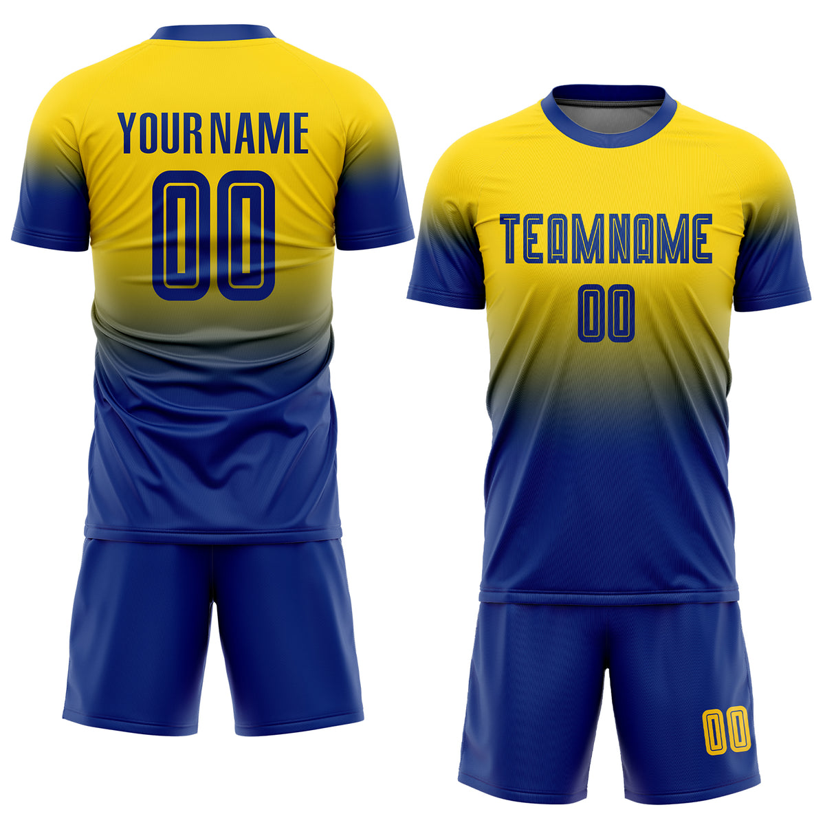 Custom Gold Royal-Light Blue Away Sublimation Soccer Uniform Jersey Free  Shipping – Fiitg