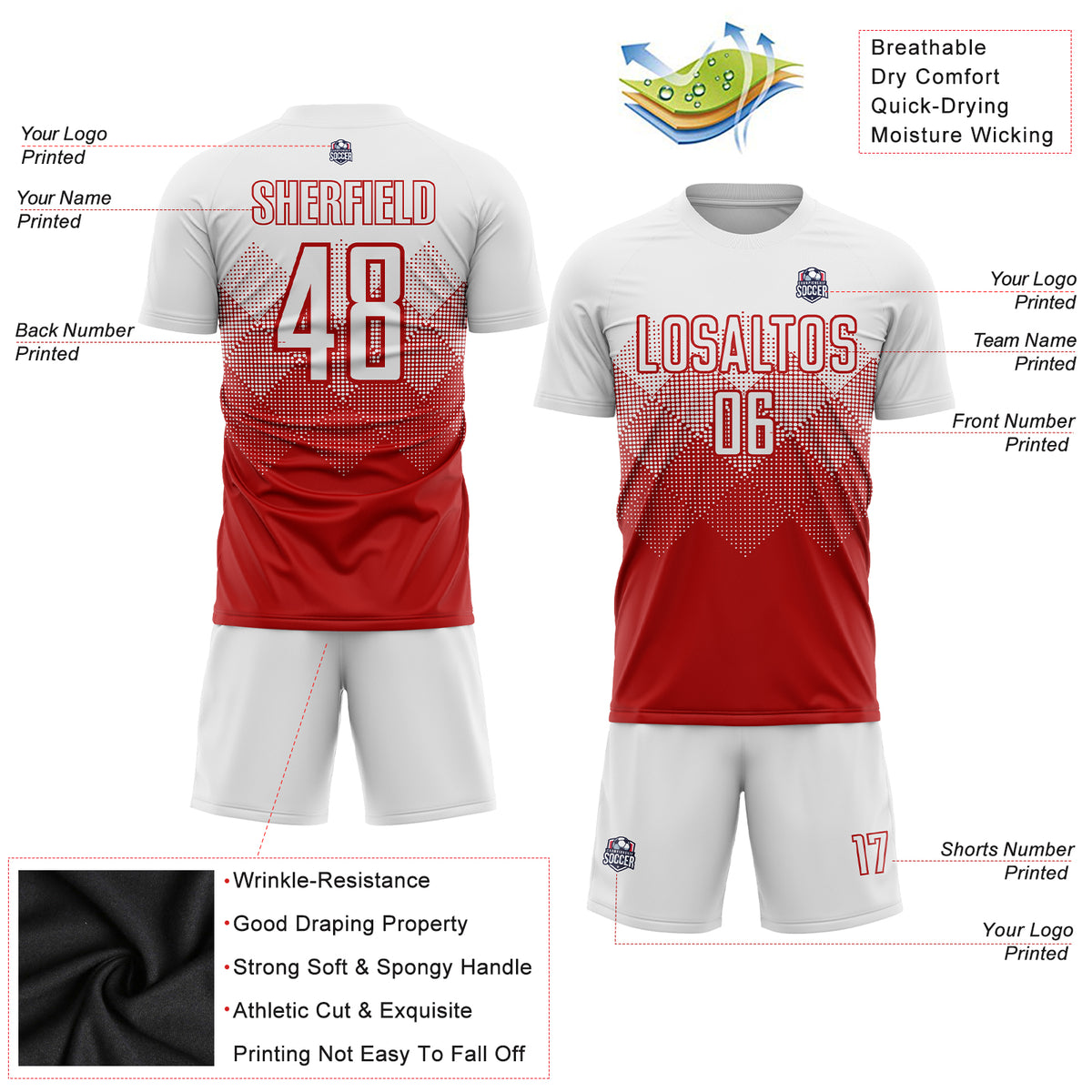 Custom Black White-Red Sublimation Soccer Uniform Jersey Fast Shipping –  FiitgCustom