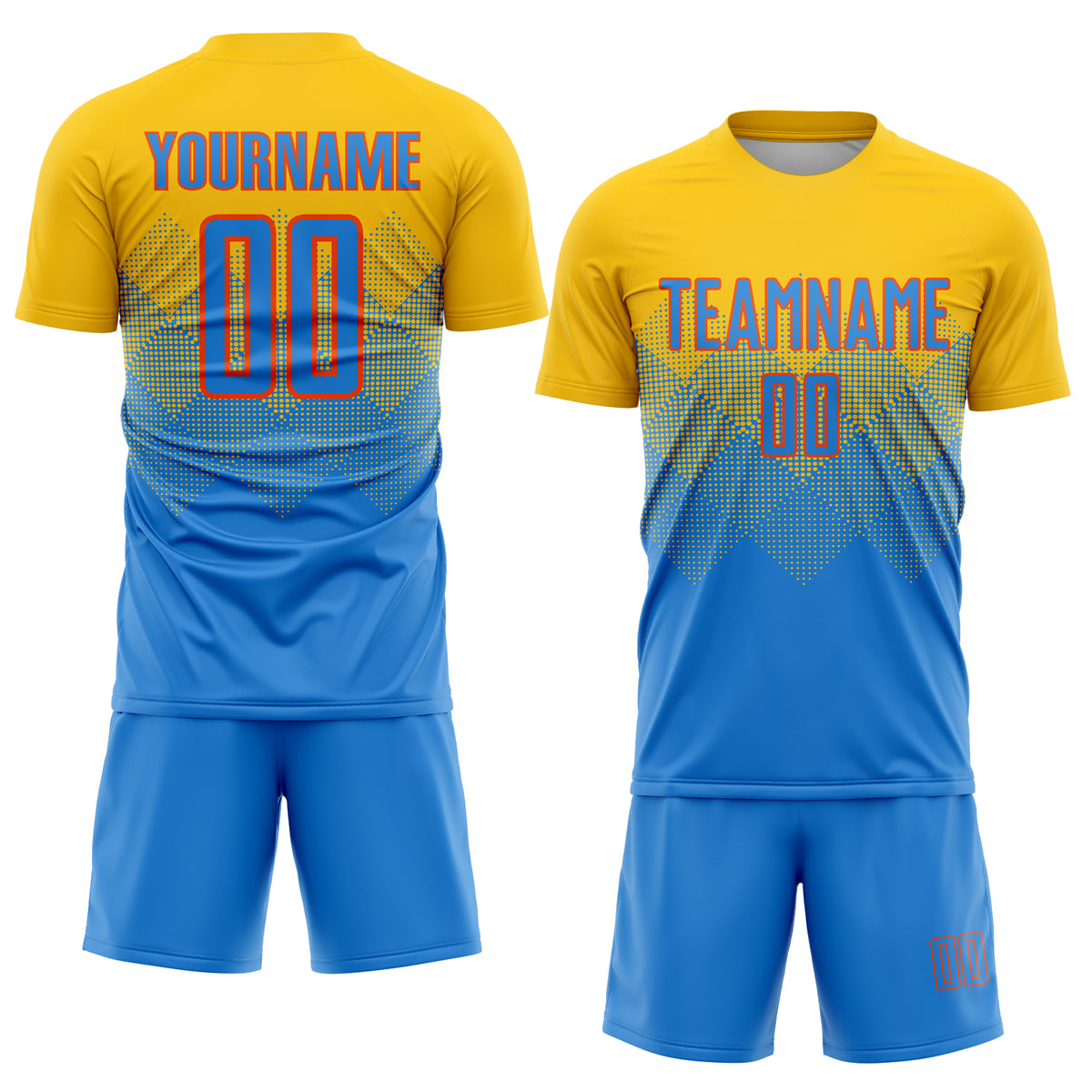 Custom Gold Orange Sublimation Fade Fashion Soccer Uniform Jersey