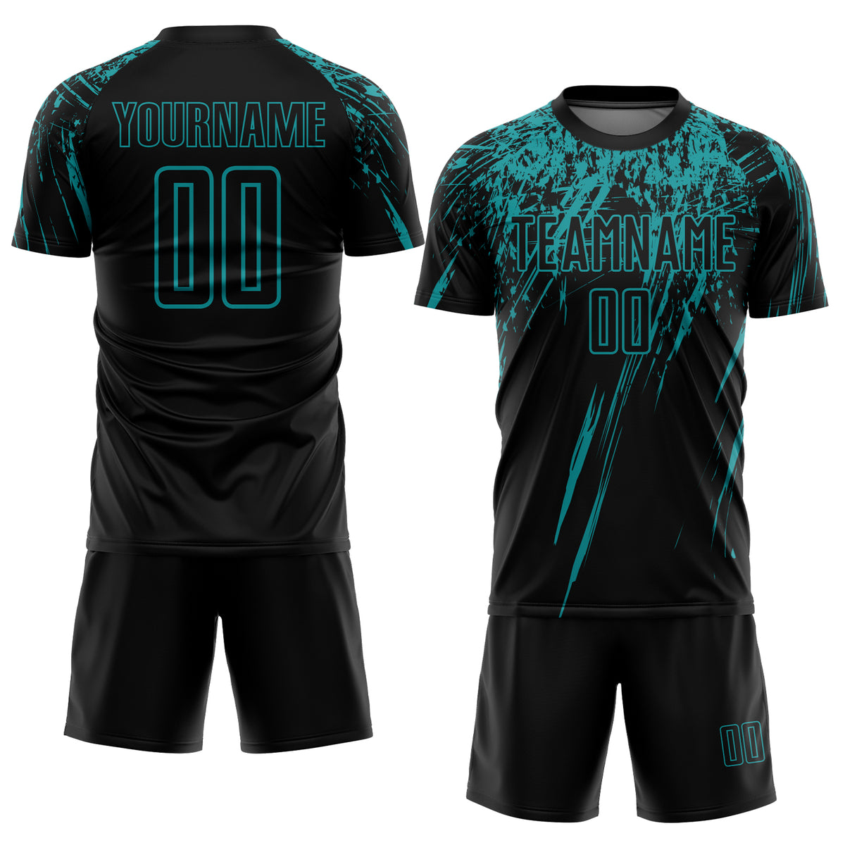 Custom Black Teal Sublimation Soccer Uniform Jersey Sale – UKSN INC