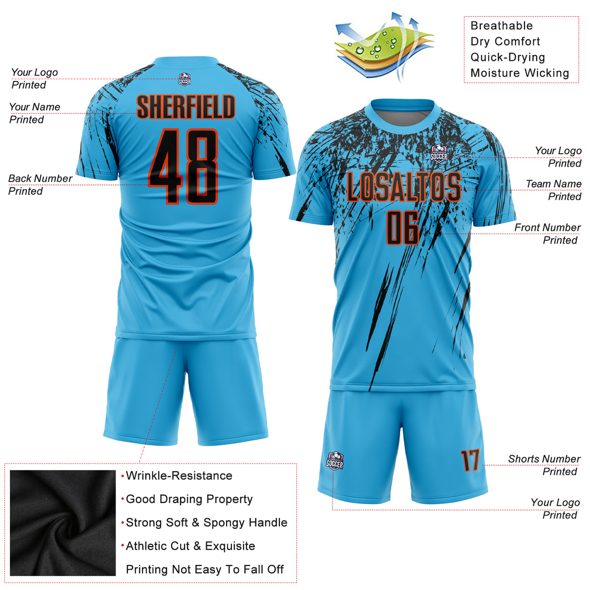 Cheap Custom Orange Green Sublimation Soccer Uniform Jersey Free