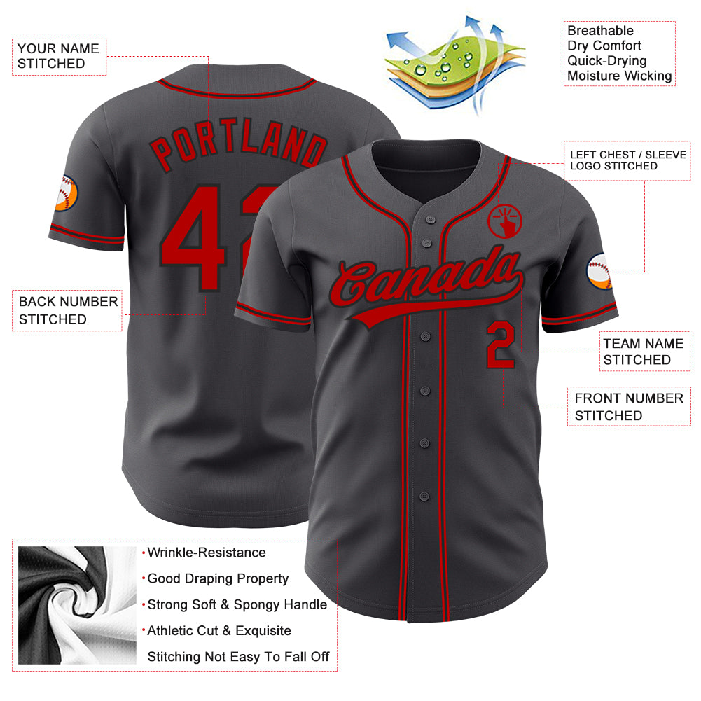 Custom Steel Gray Red-Black Authentic Baseball Jersey Free Shipping – Fiitg