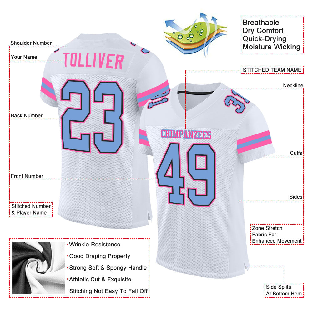 FIITG Custom Football Jersey Kelly Green White-Light Blue Mesh Authentic Women's Size:S