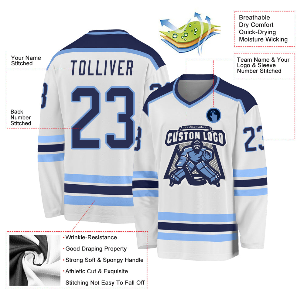 Custom Hockey Jersey Black Panther Blue-White