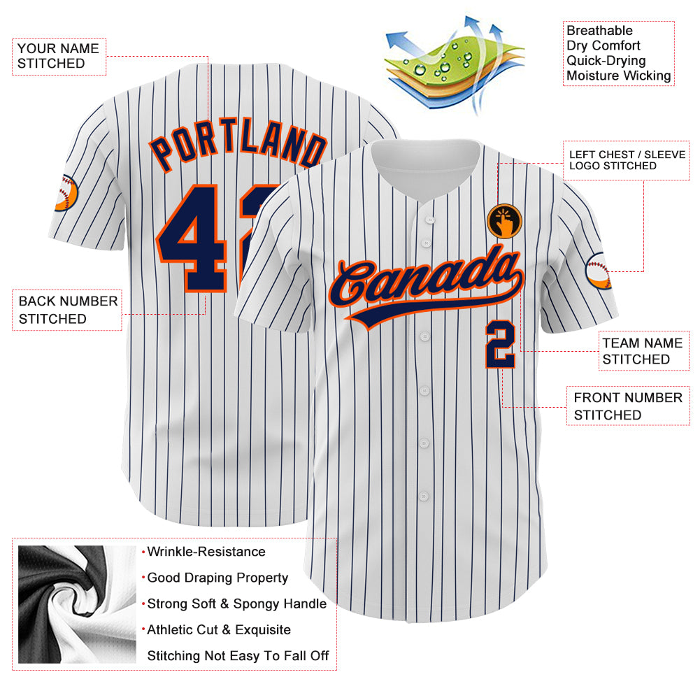 Custom Gray White Pinstripe Orange Authentic Baseball Jersey