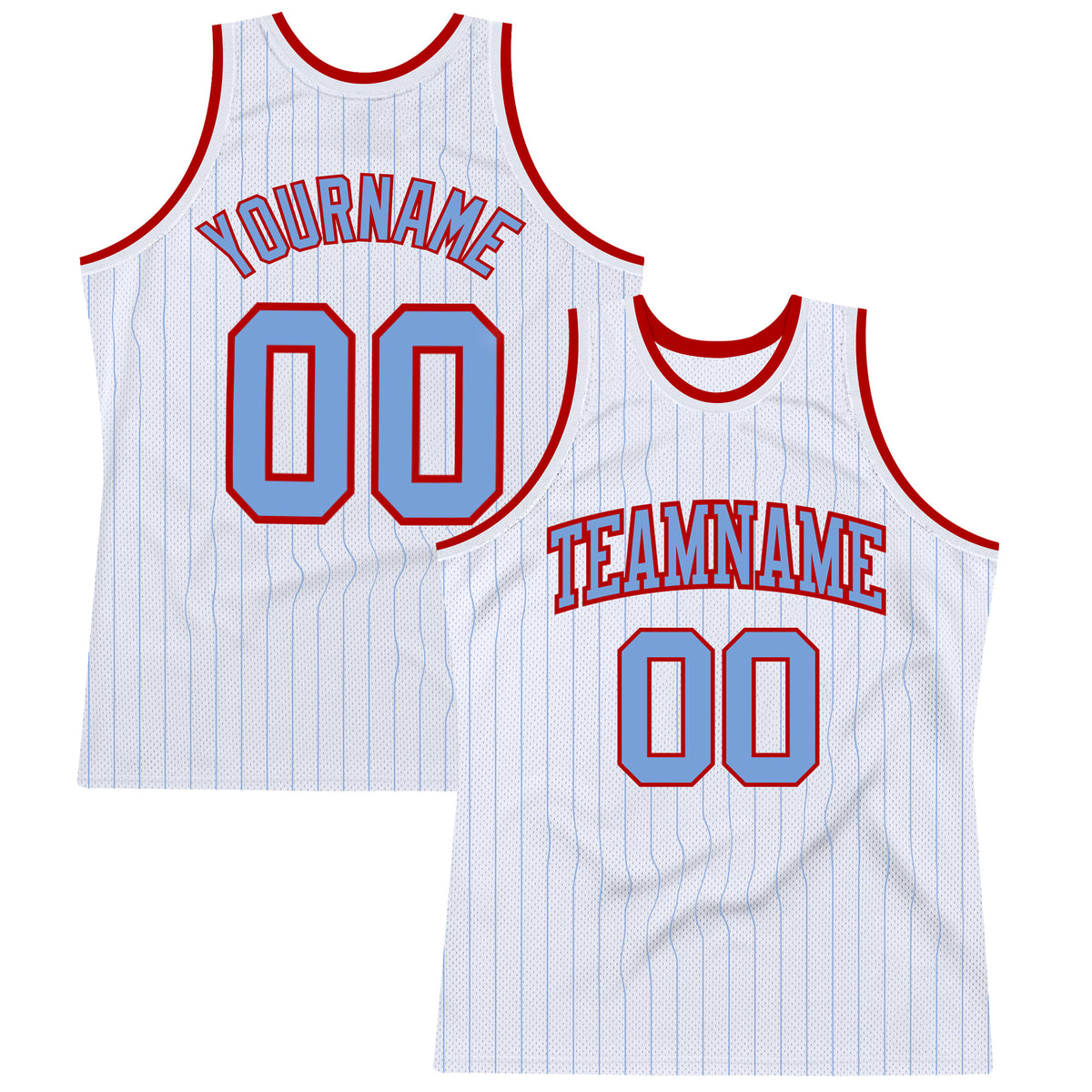 Custom Red White Pinstripe White-Light Blue Authentic Basketball Jersey  Fast Shipping – FiitgCustom