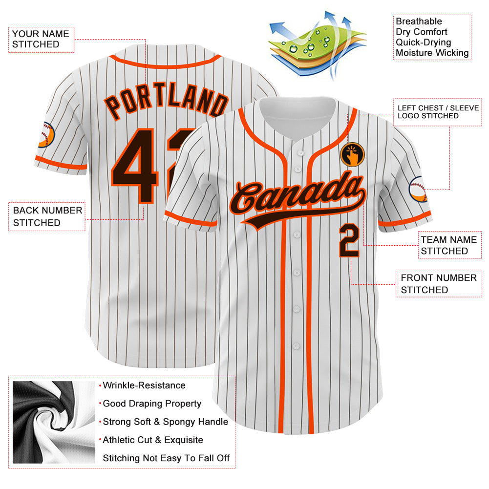 Creat Baseball Authentic White Brown Strip Brown Orange Jersey – FiitgCustom