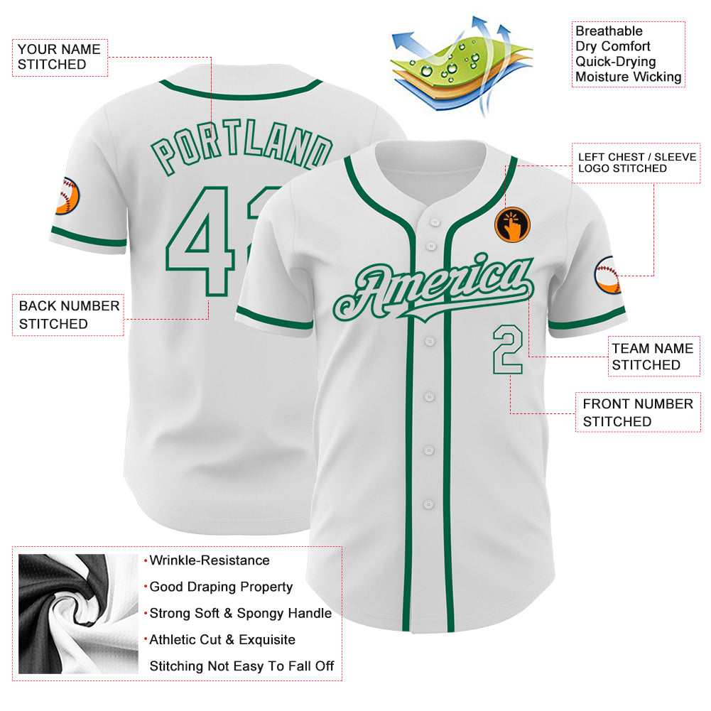 Custom White Kelly Green Pinstripe Pink-Kelly Green Authentic Baseball  Jersey