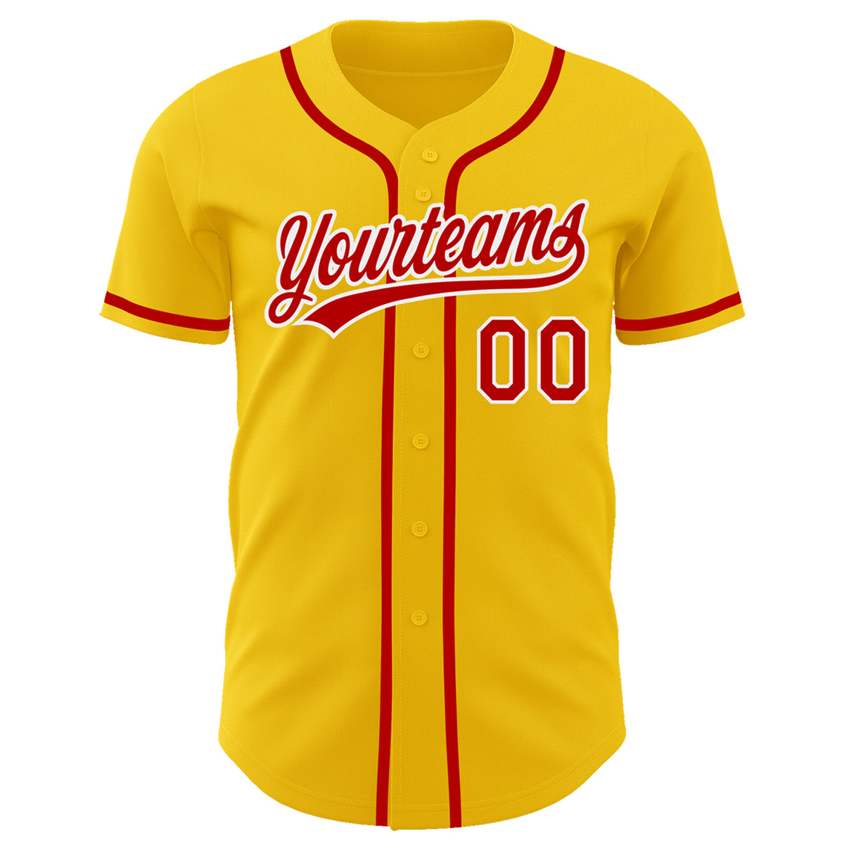 Custom Red White-Yellow Classic Style Authentic Baseball Jersey