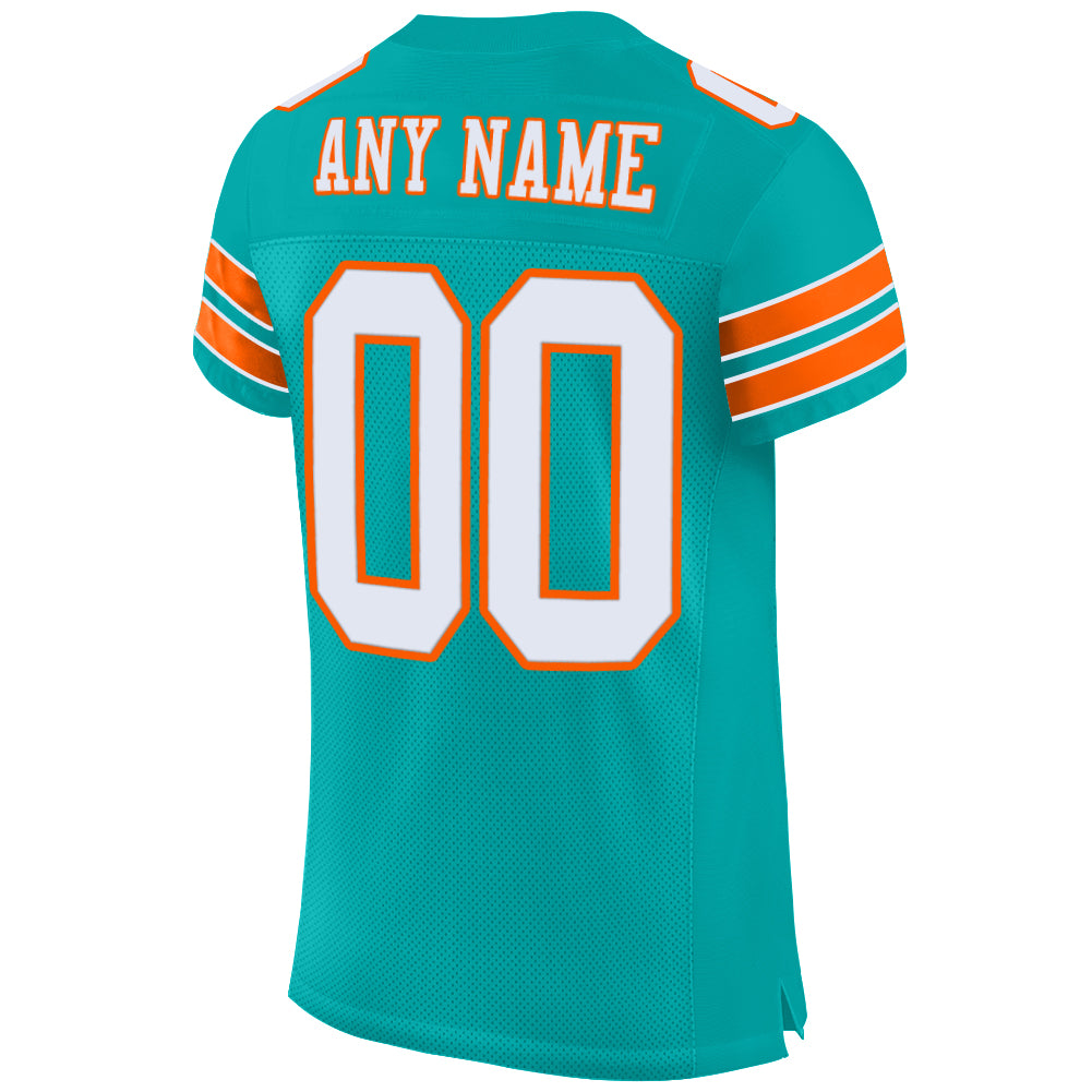 Custom Aqua Orange-White Mesh Authentic Football Jersey – Fiitg