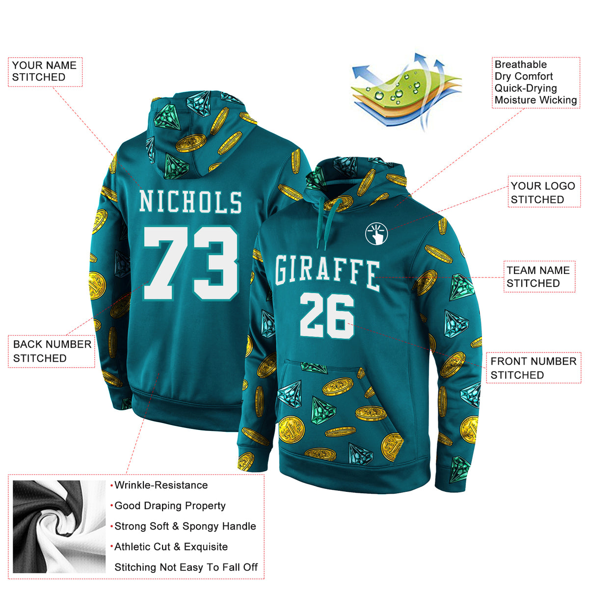 Custom Name Seattle Seahawks Skull Print 3D Hoodie Halloween Gift