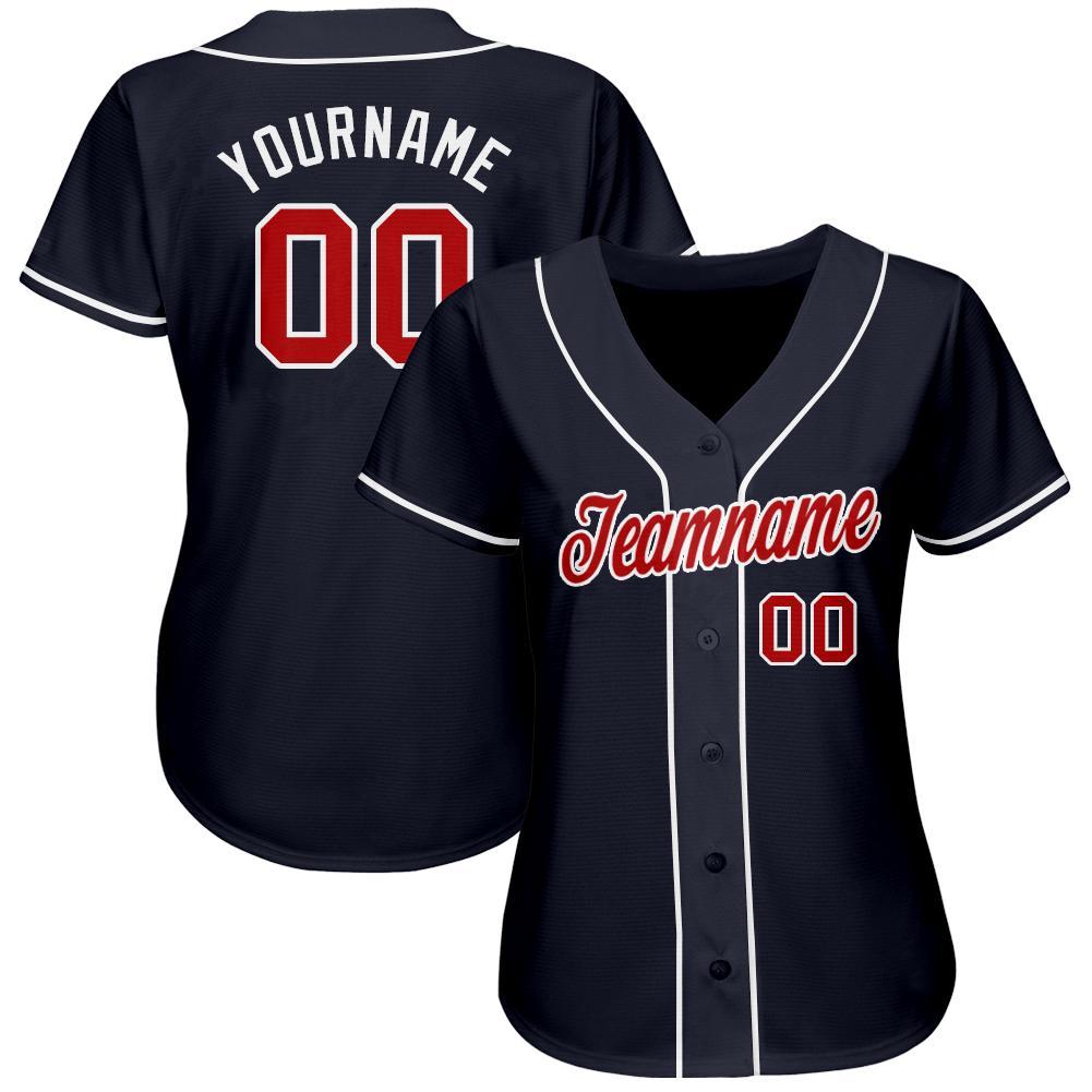 Custom Baseball Jersey Red White-Navy