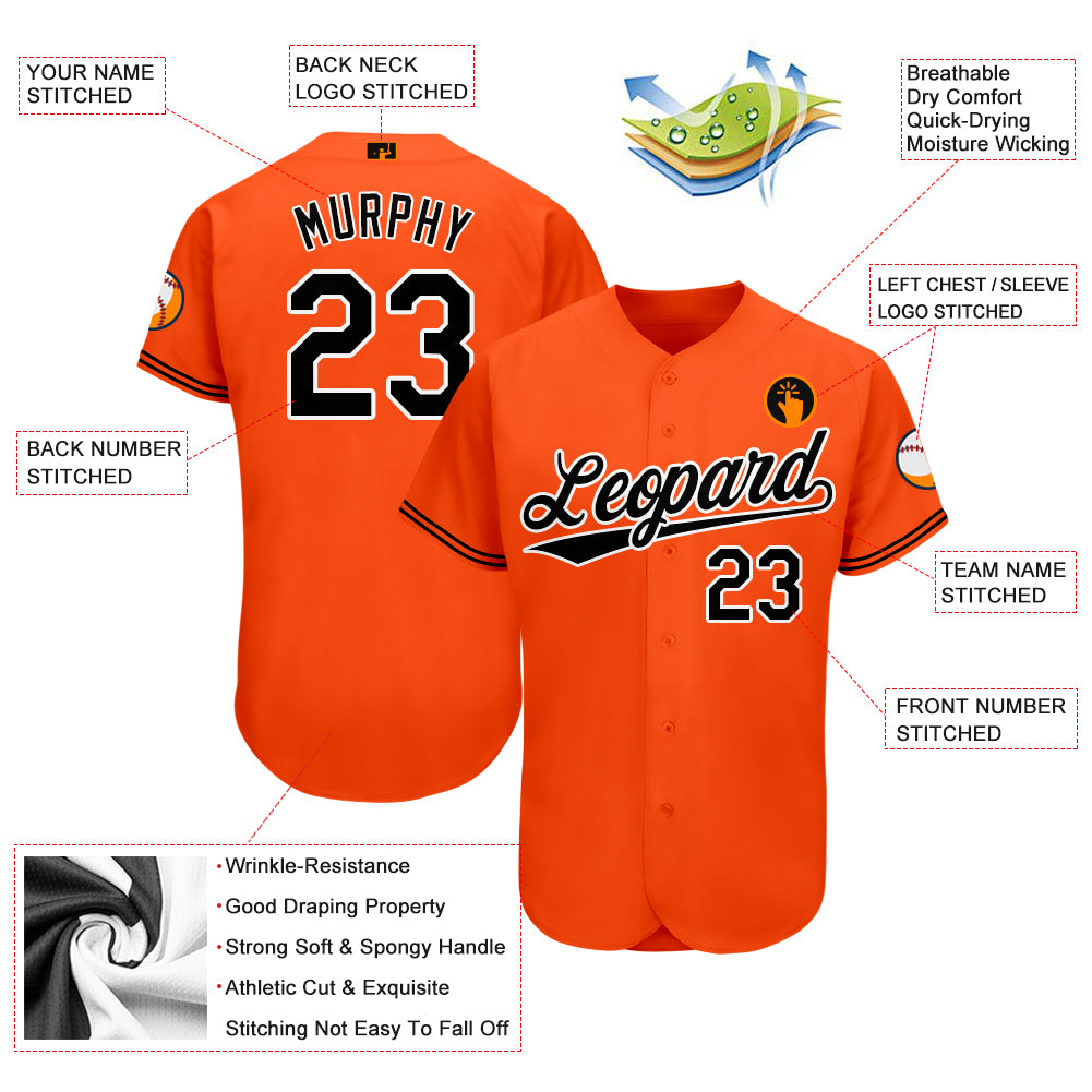 Custom Orange Black-White Authentic Fade Fashion Baseball Jersey Women's Size:M