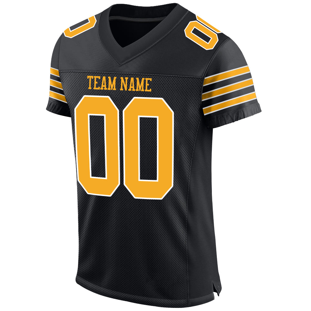 Custom Vegas Gold Football Jersey White-Black Mesh Authentic