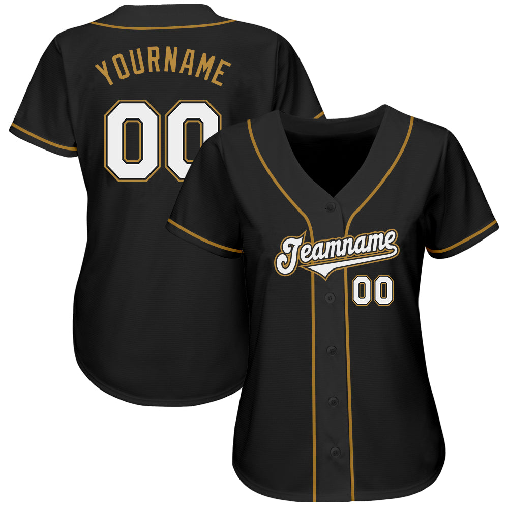 Custom Old Gold Black-White Authentic Baseball Jersey