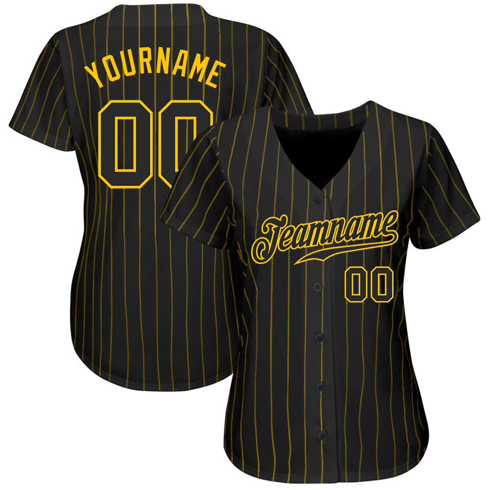 Custom White Black Pinstripe Black-Gray Authentic Baseball Jersey