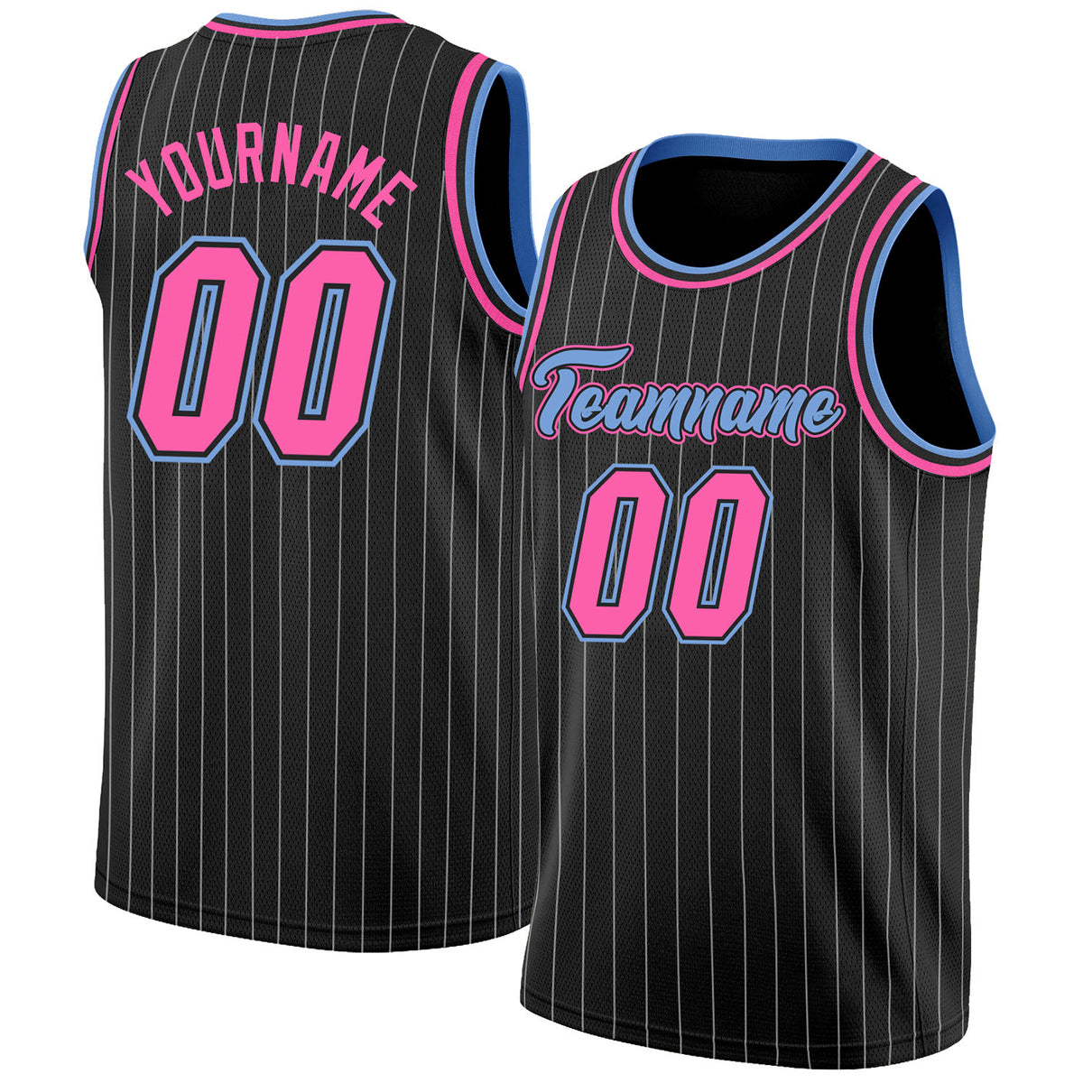 FIITG Custom Basketball Jersey Light Pink Light Blue-White Authentic Throwback Men's Size:3XL