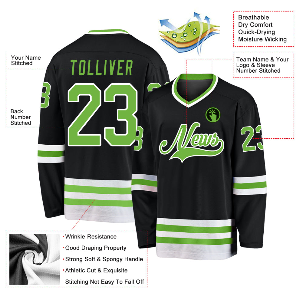 Custom Green Cream-Red Hockey Jersey Men's Size:S