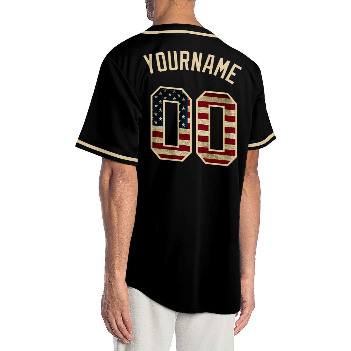 Custom Olive City Cream Pinstripe Vintage USA Flag Authentic Salute To  Service Baseball Jersey