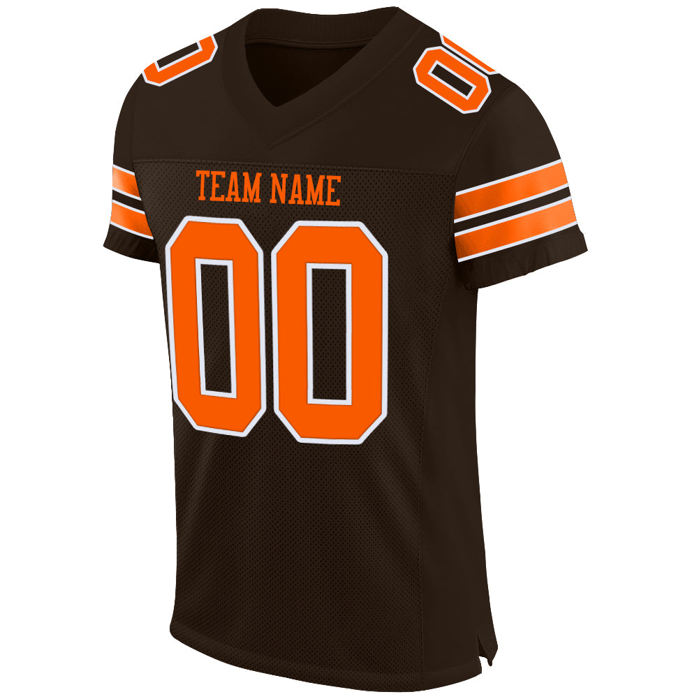 Cheap Custom Brown Brown-Orange Mesh Authentic Football Jersey