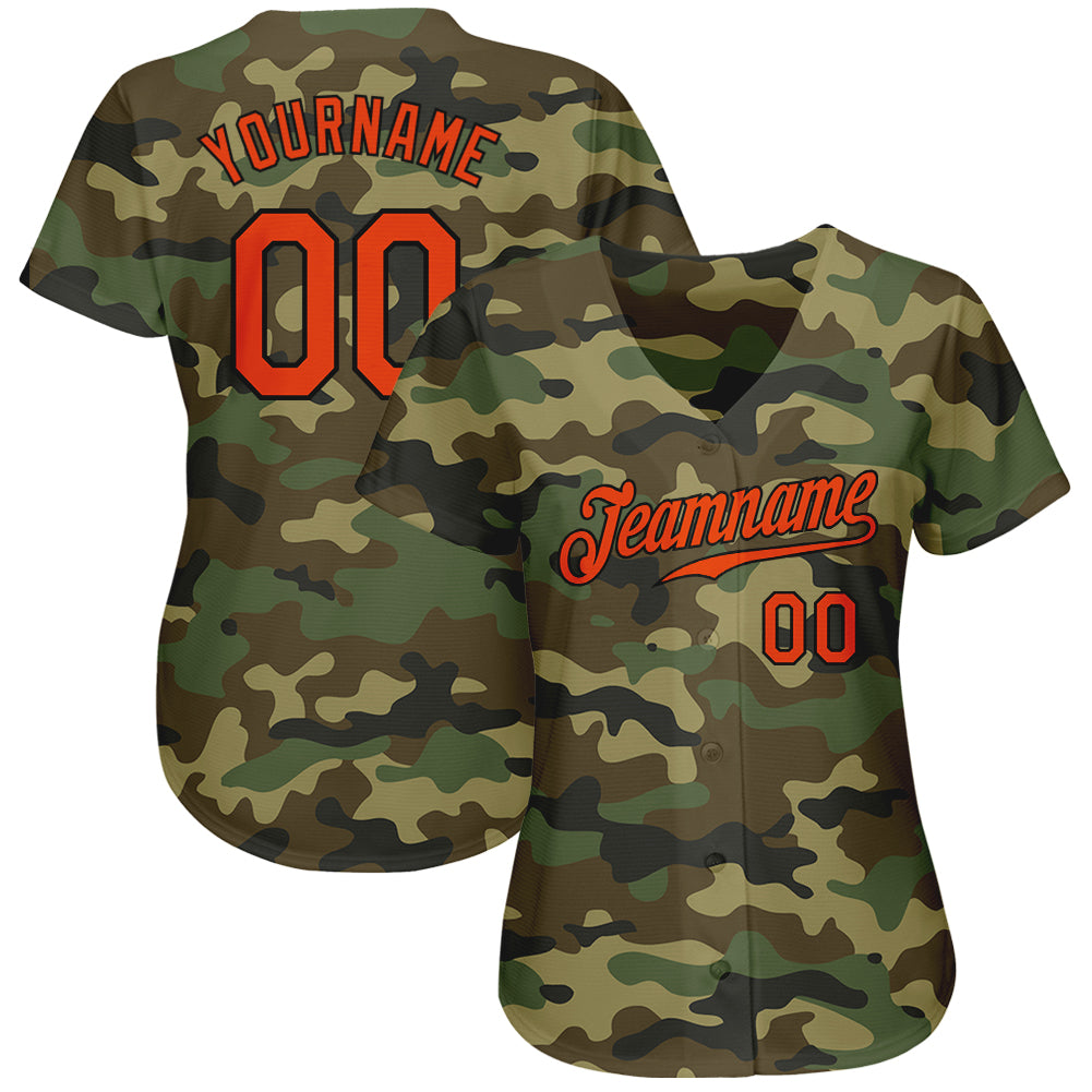 Custom Olive Camo-Black Authentic Salute to Service Throwback Rib-Knit Baseball Jersey Shirt Youth Size:S