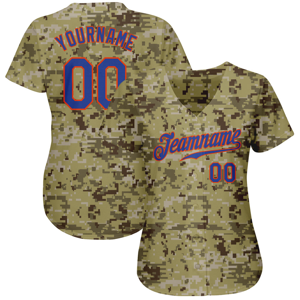 Custom Camo Black-Orange Authentic Salute To Service Baseball Jersey