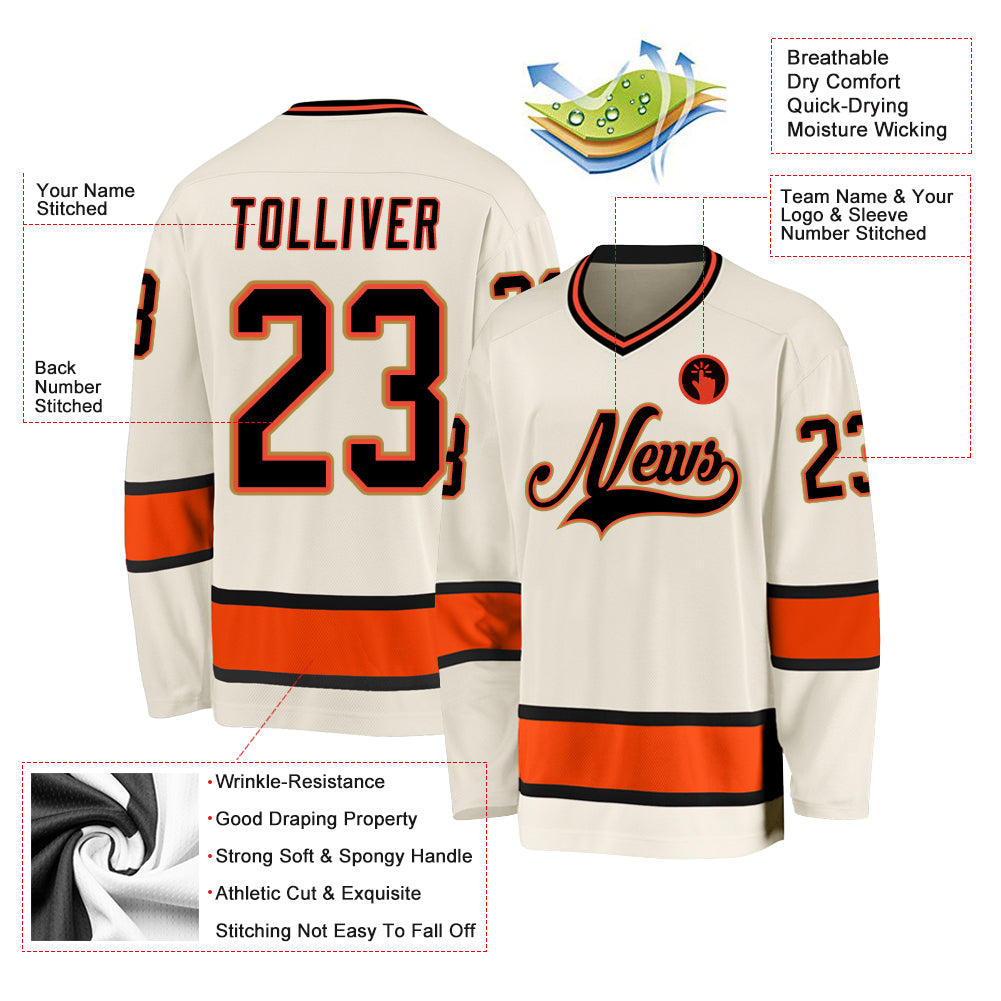 Custom Black Black-Orange Hockey Jersey Free Shipping – Fiitg