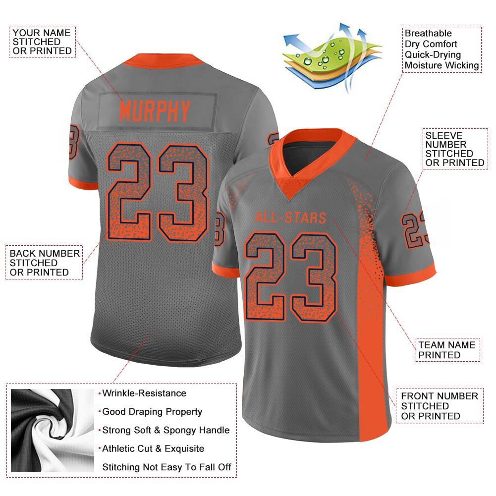 Custom White Navy-Orange Drift Fashion Mesh Authentic Football Jersey