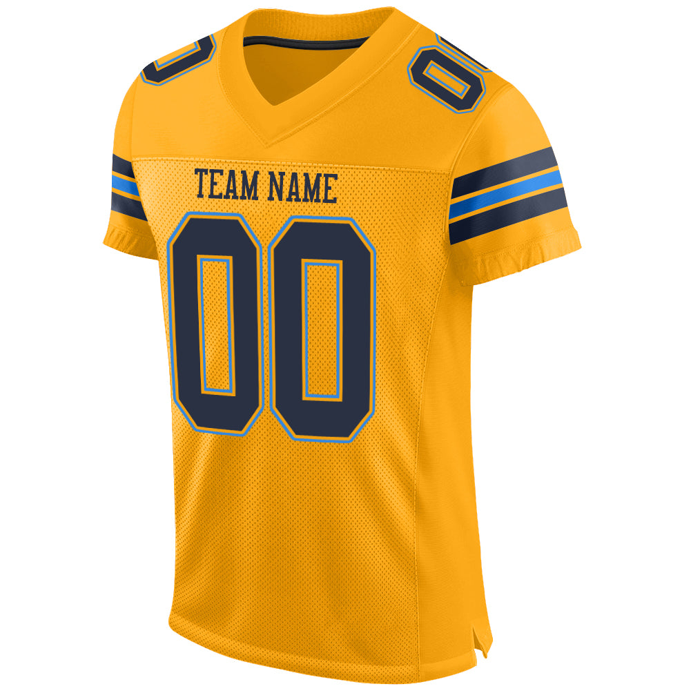 Custom Navy Orange-White Mesh Authentic Football Jersey – Fiitg