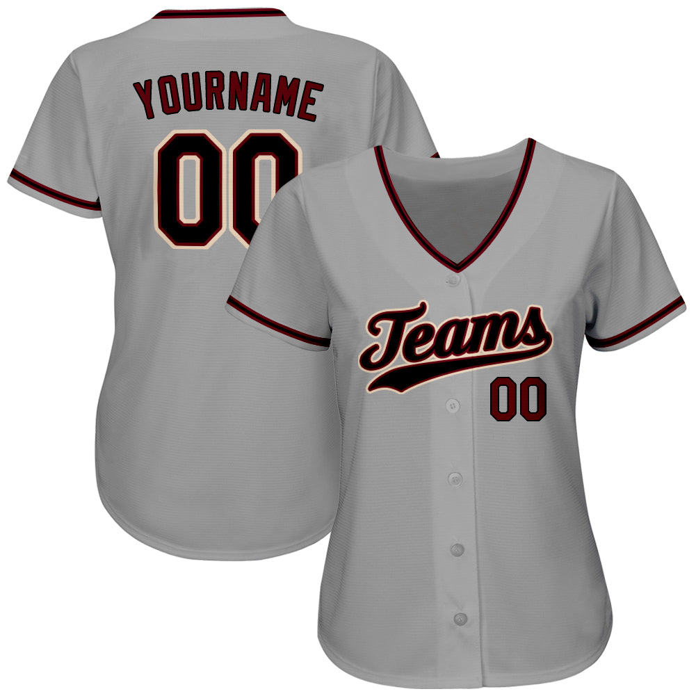 Custom Cream Black Pinstripe Crimson Authentic Baseball Jersey – Fiitg