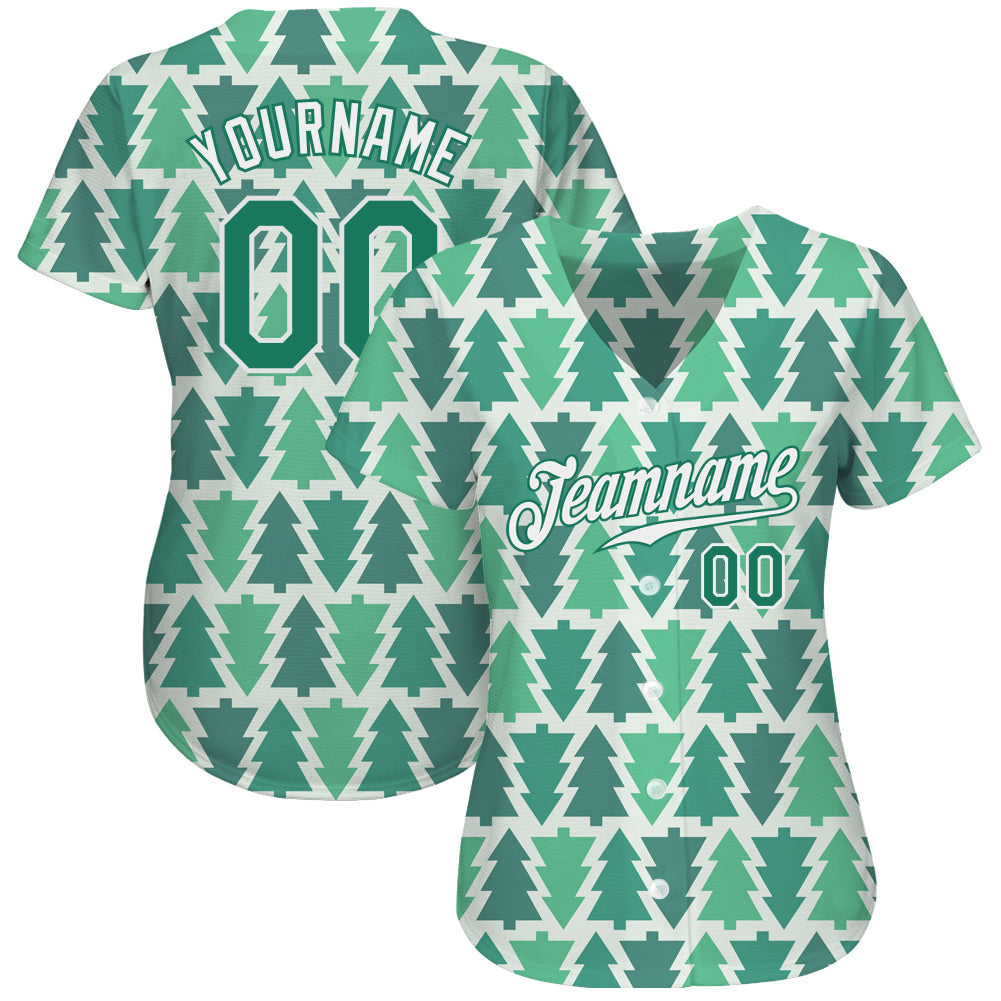 Custom Kelly Green White-Gray Authentic St. Patrick's Day Baseball Jersey Men's Size:2XL