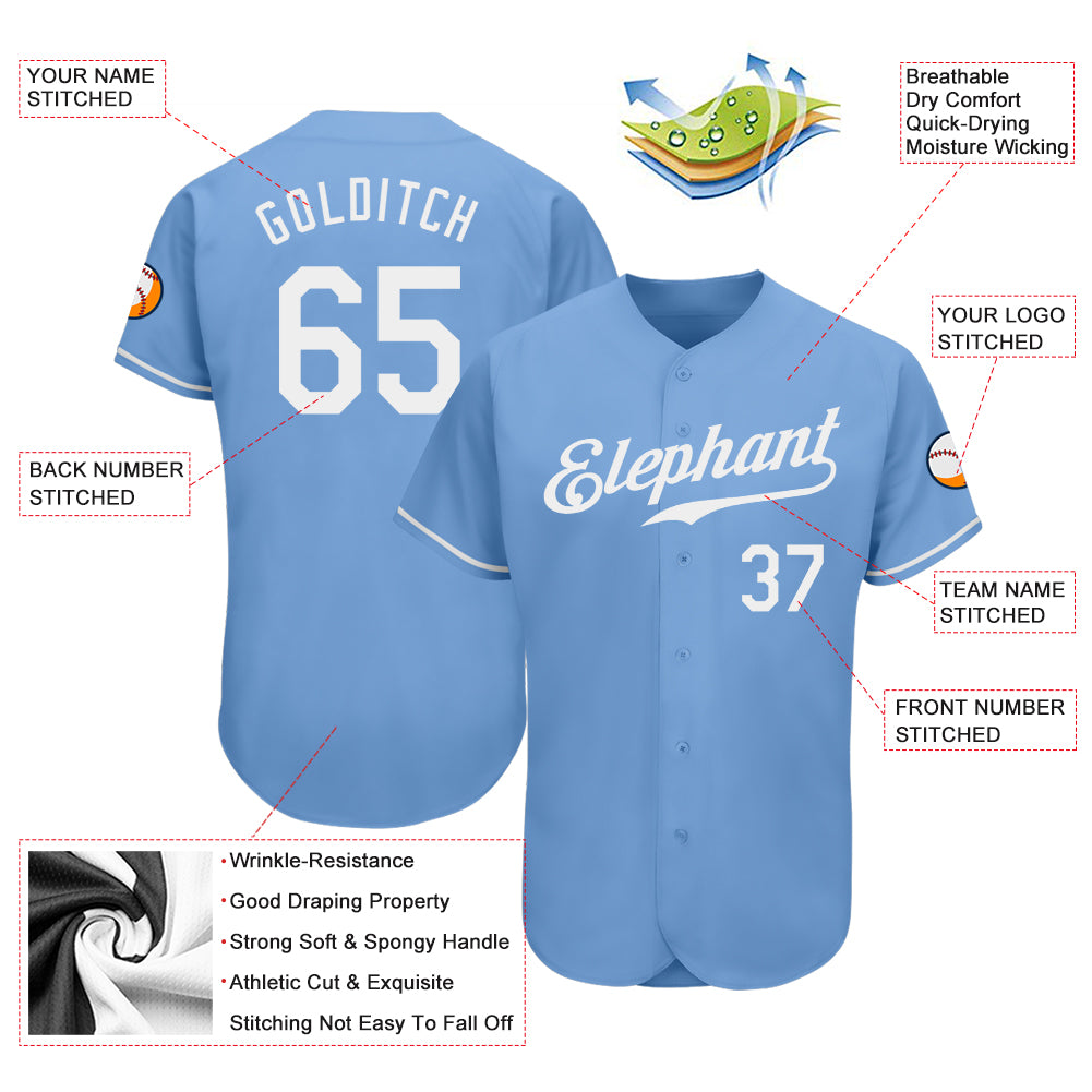 Custom Logo Name Number Light Blue Baseball Jersey