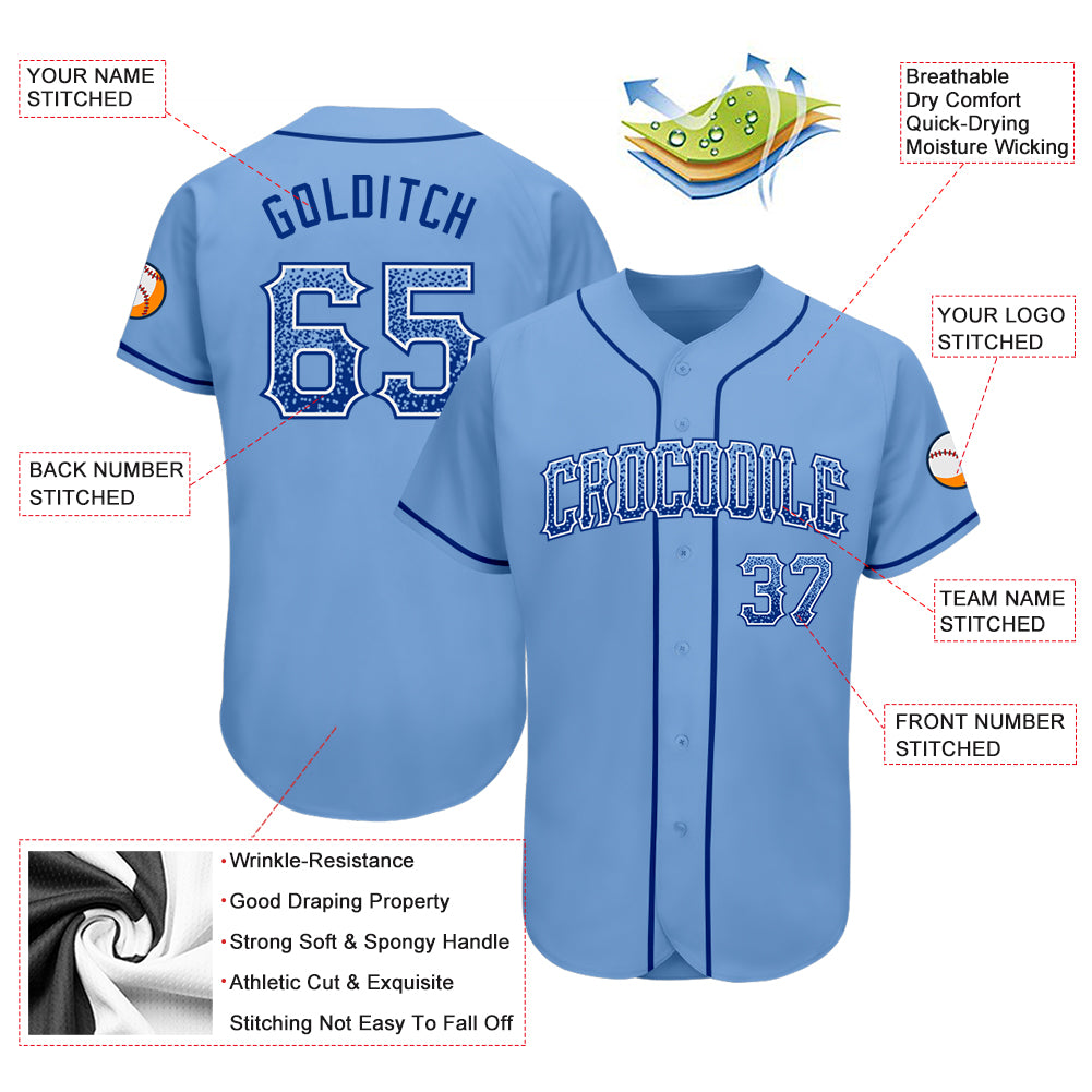 Custom Royal White-Light Blue Baseball Jersey