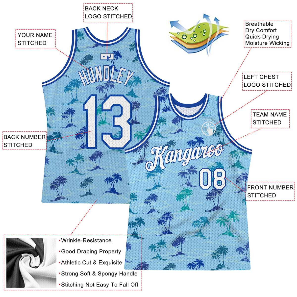 Custom Pink Light Blue-White 3D Pattern Design Palm Trees Authentic Basketball  Jersey Free Shipping – Fiitg