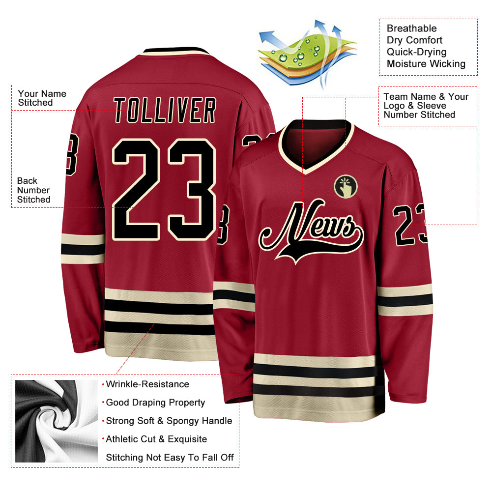 Cheap Custom Maroon White-Black Hockey Lace Neck Jersey Free