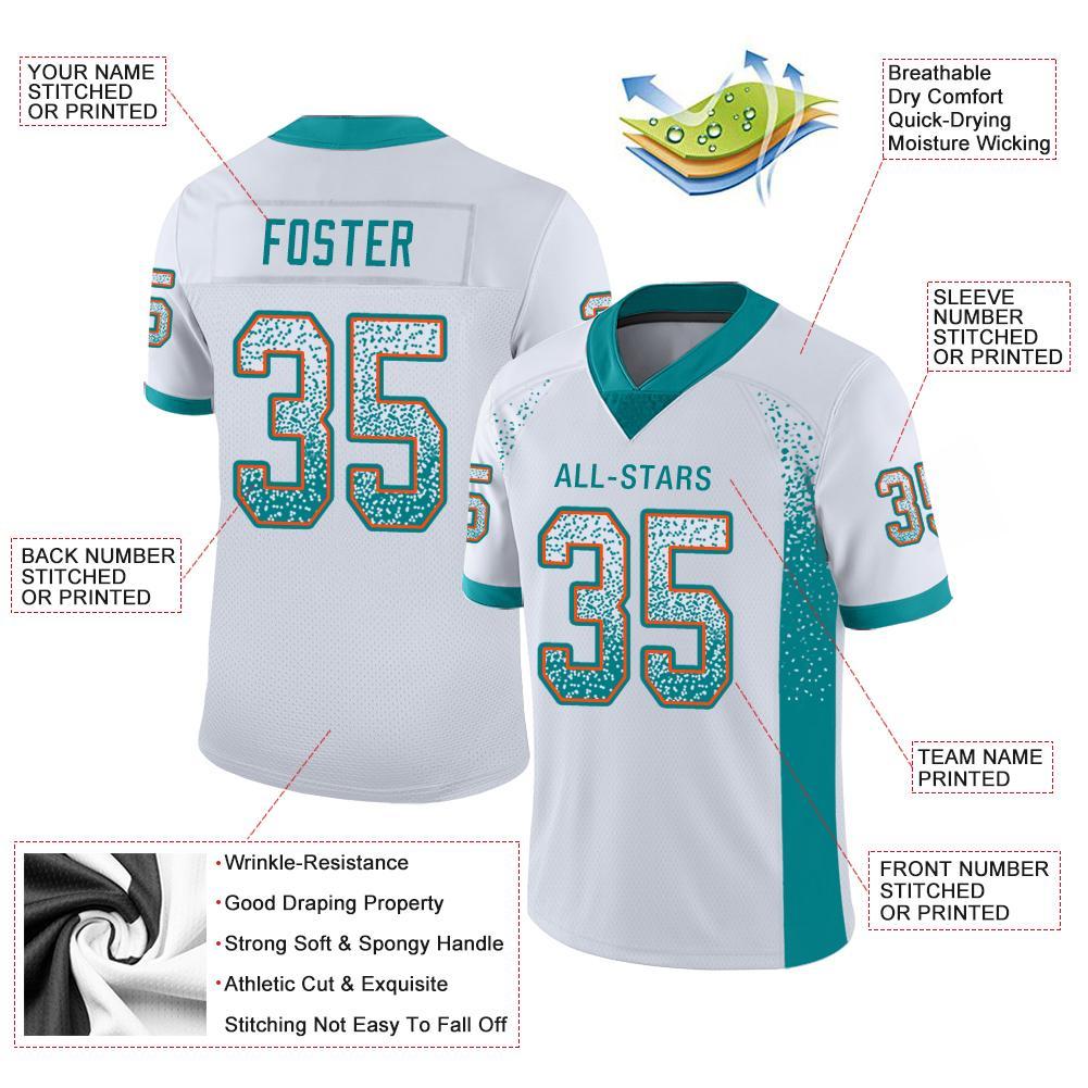 Custom Aqua Orange-White Mesh Authentic Football Jersey – Fiitg