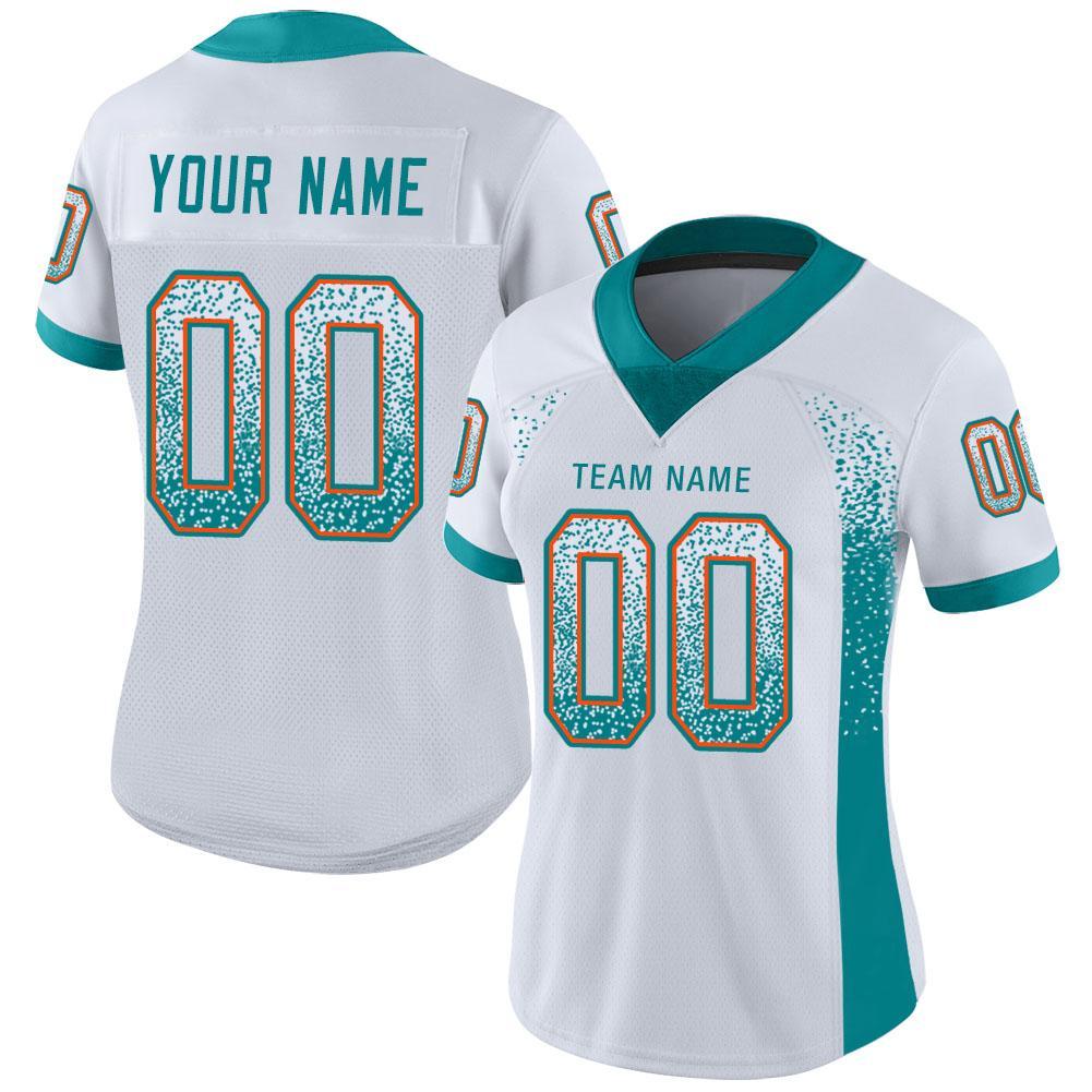 Custom White Aqua-Orange Mesh Drift Fashion Football Jersey – Fiitg