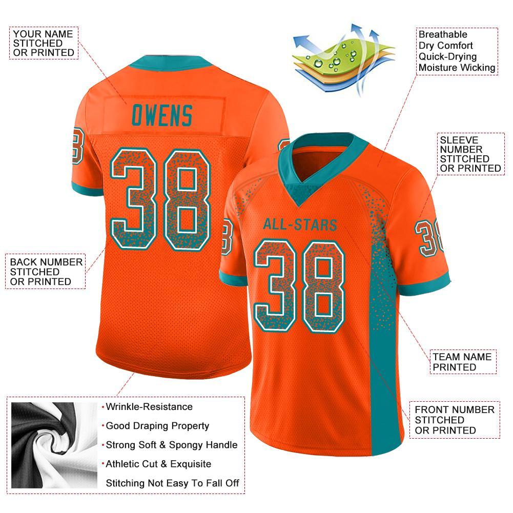 Custom White Aqua-Orange Mesh Drift Fashion Football Jersey – Fiitg