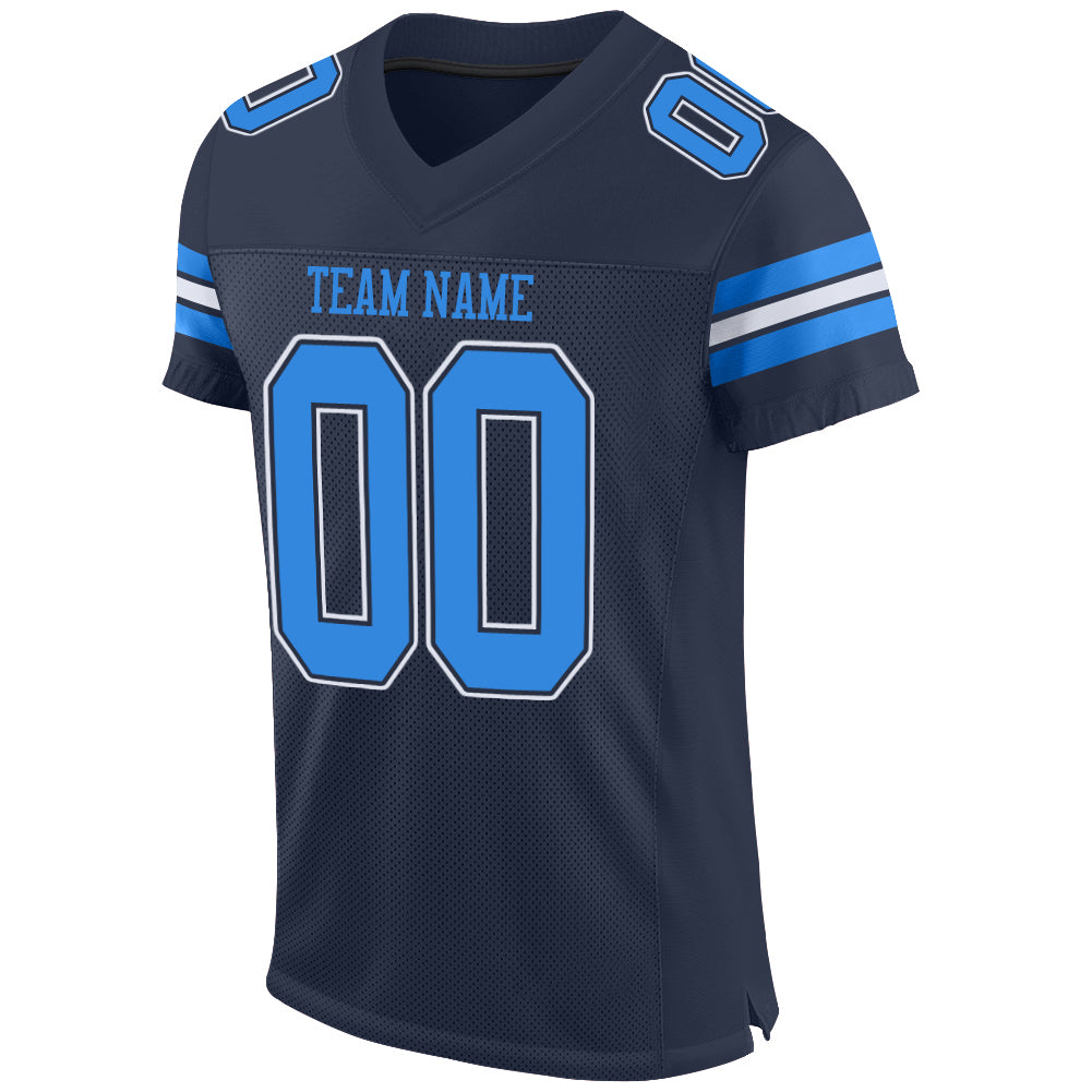 Custom Powder Blue Red-White Mesh Authentic Football Jersey