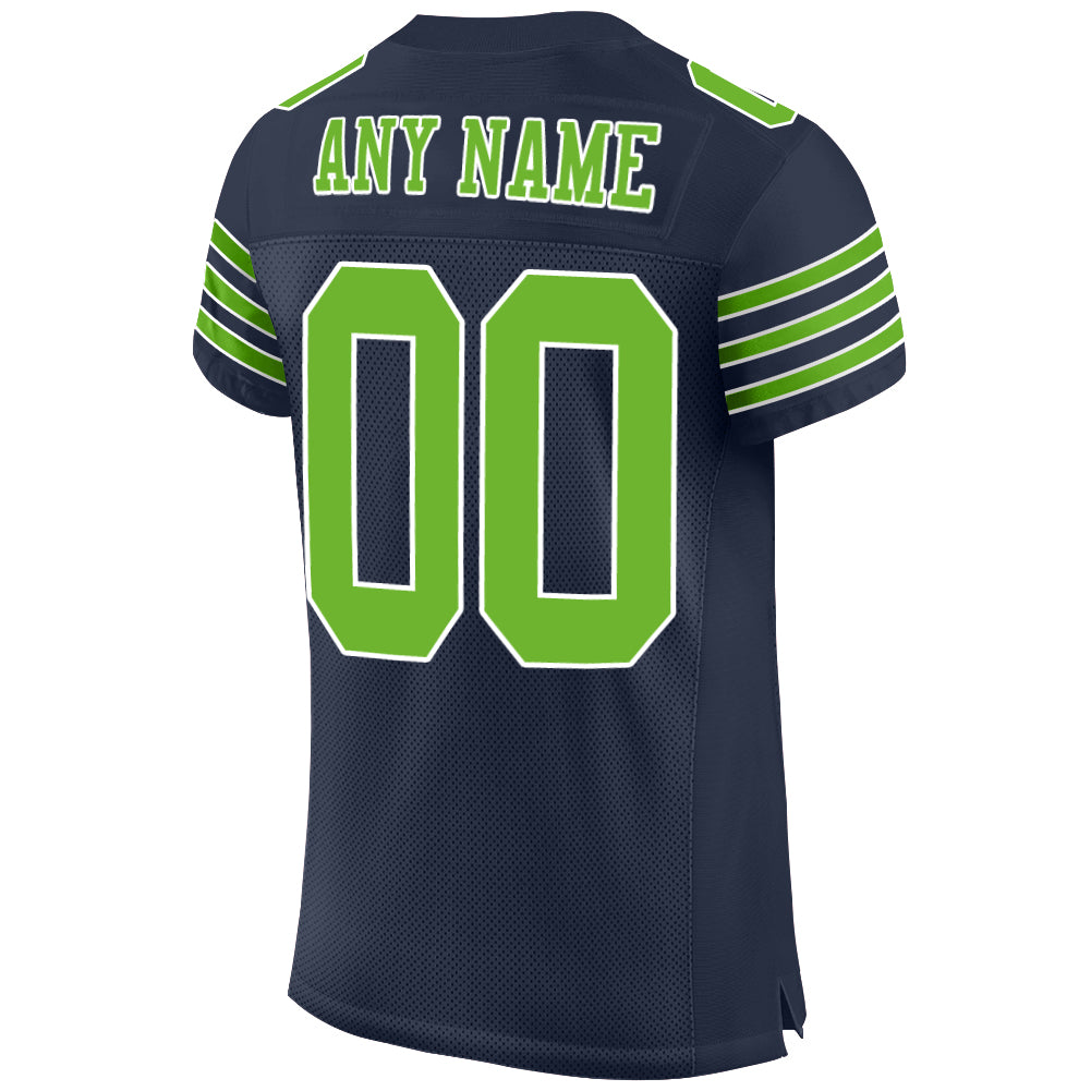 Custom Neon Green White-Black Mesh Authentic Football Jersey