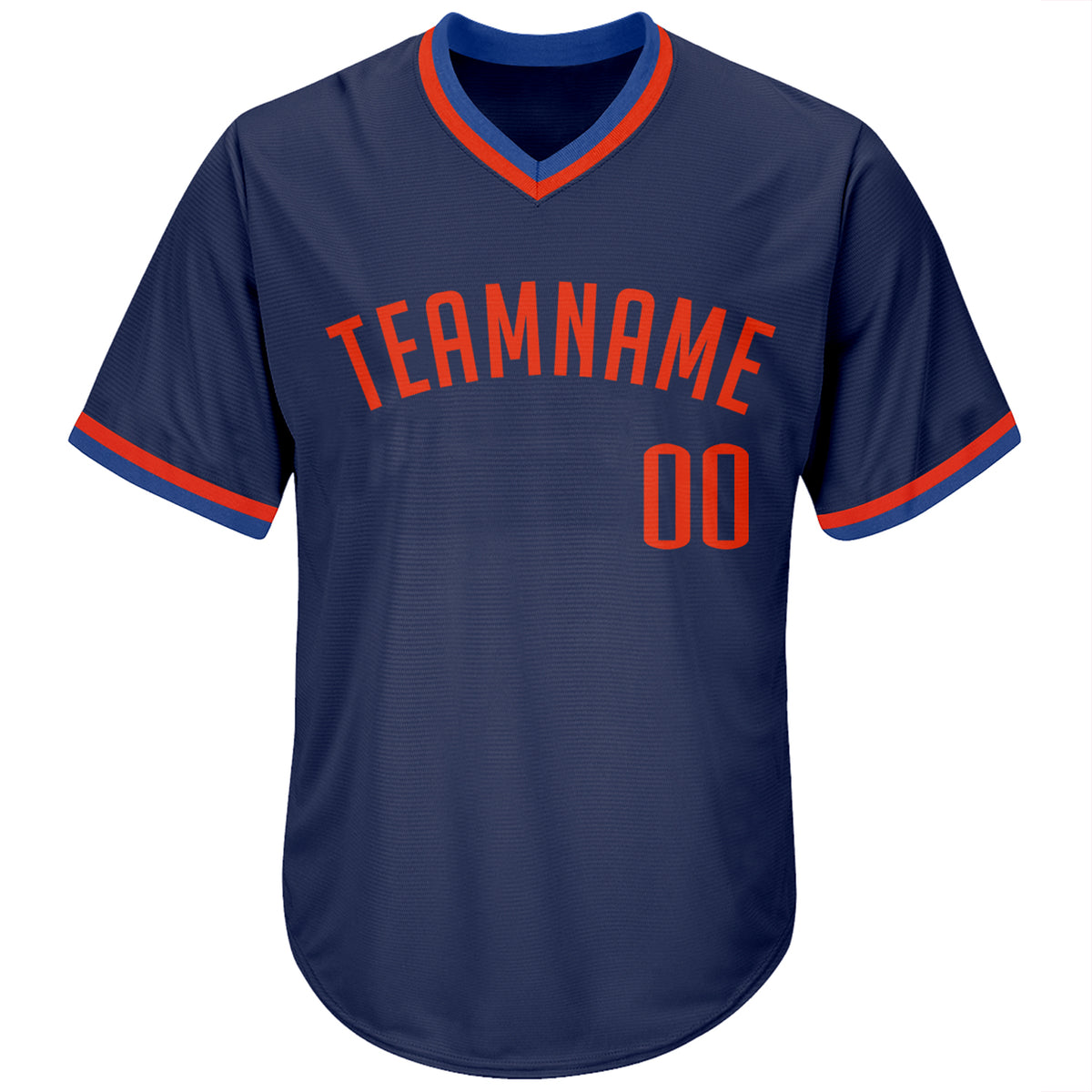 Custom Own Navy Orange Blue Authentic Baseball Stitched Jersey Free