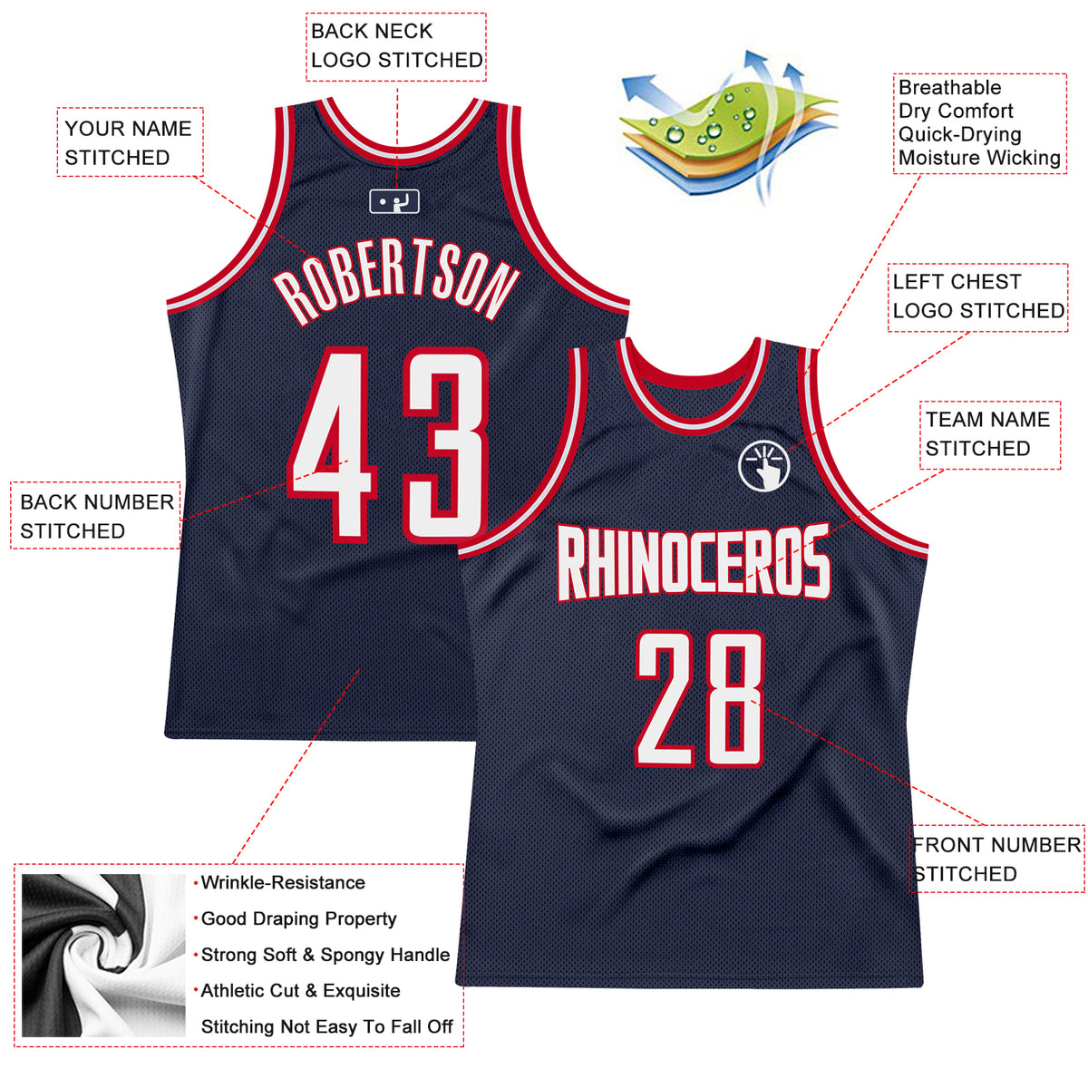 Custom Navy White-Red Authentic Fade Fashion Basketball Jersey Fast  Shipping – FiitgCustom