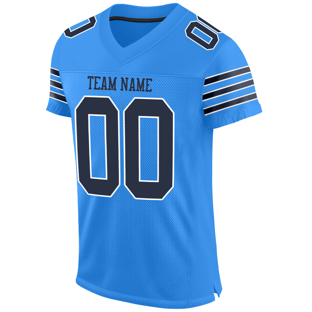 Custom White Light Blue-Royal Mesh Authentic Football Jersey Discount