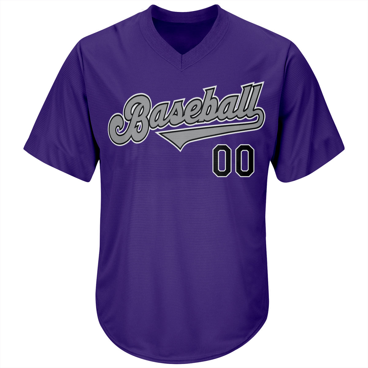 Custom Baseball Jersey Gray Purple-Black Authentic Men's Size:3XL