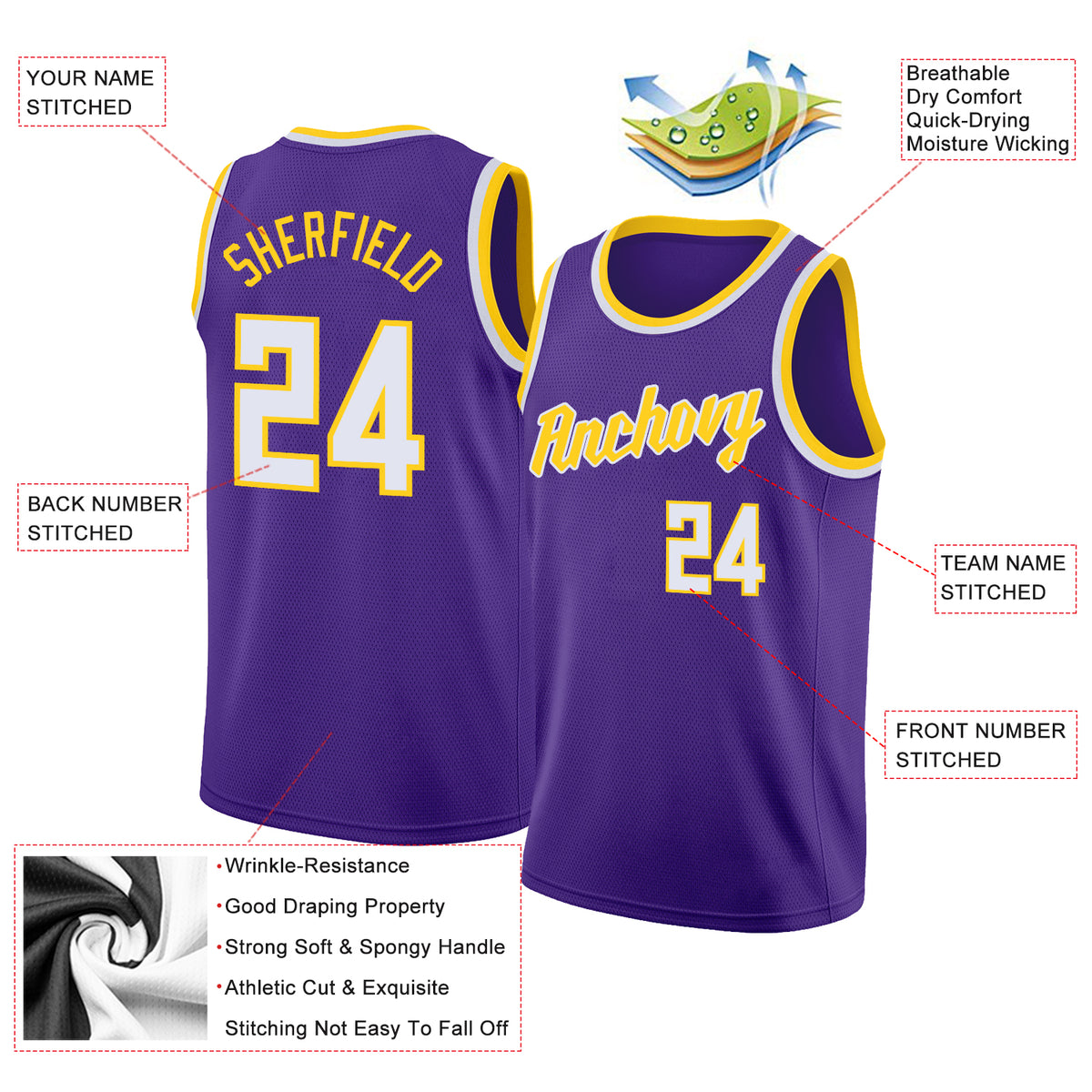 FIITG Custom Basketball Jersey Purple Black-Cream Authentic Throwback Men's Size:L