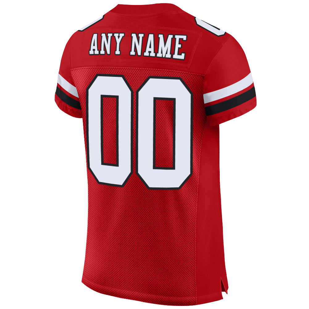 Custom Grass Green Red-Black Mesh Authentic Throwback Football Jersey  Discount